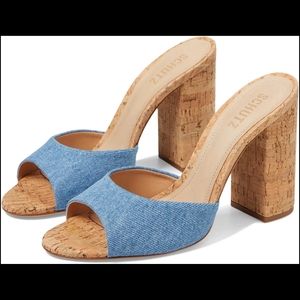 Schutz Kaycee denim sandals washed blue sz 7 and 9 1/2 new